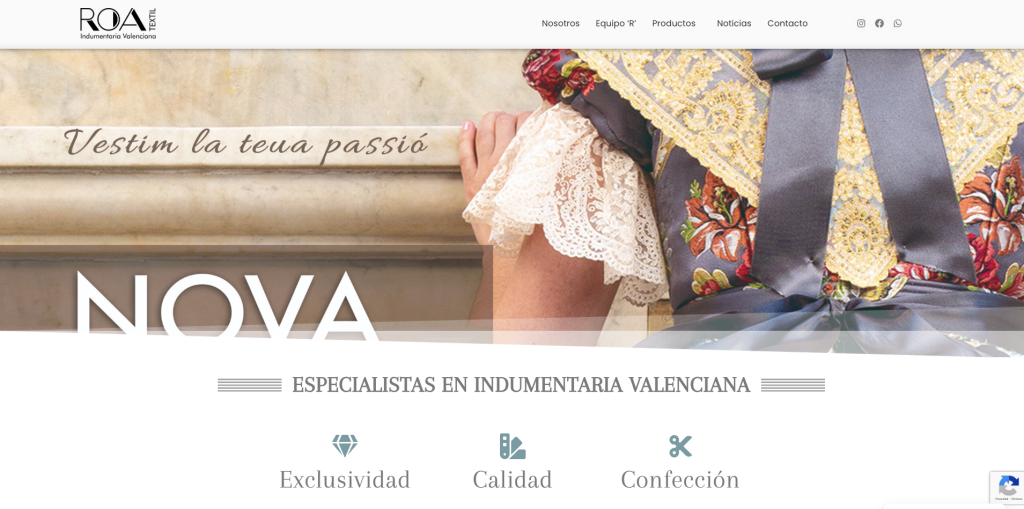 Web ROA Textil, diseñada por Tu Creativa