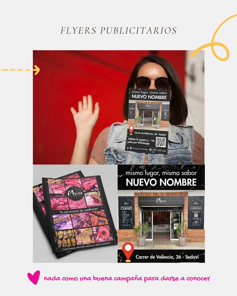 Flyers promocionales de Marga Carnes de Autor diseñados por Tu Creativa: impresos con promociones atractivas, platos preparados y diseño visual cuidado.