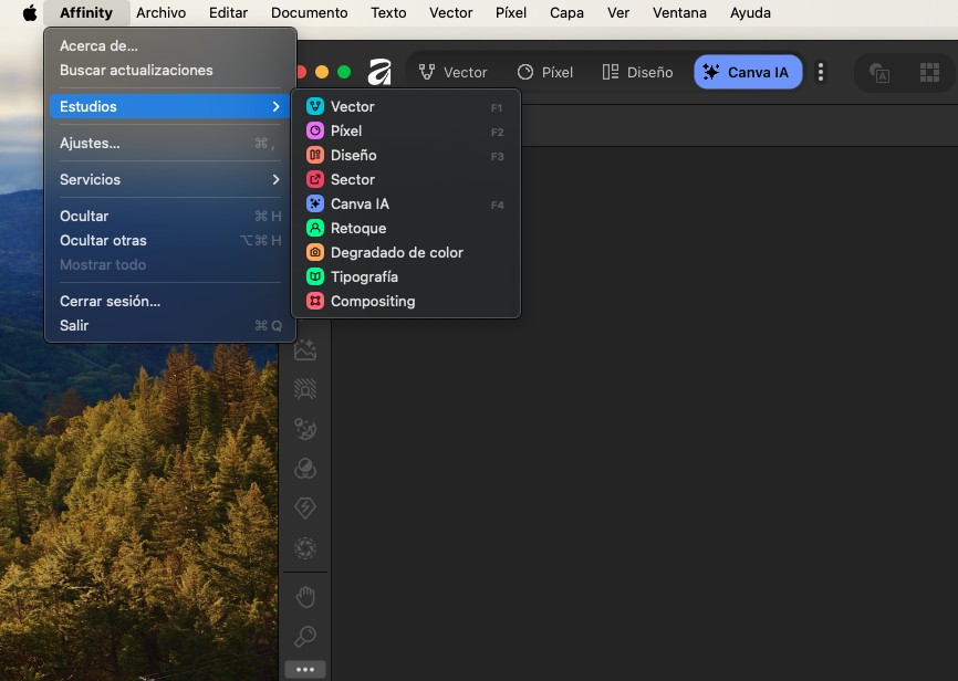 Captura visual representando la fusión entre Canva y Affinity, donde se combinan los logotipos y la estética colorida característica de ambas plataformas. Esta imagen simboliza la unión entre el diseño profesional y la accesibilidad creativa, mostrando cómo Canva Affinity redefine el panorama del diseño digital con herramientas intuitivas, colaborativas y potentes. Ideal para representar el futuro del branding visual y el trabajo creativo en entornos integrados.